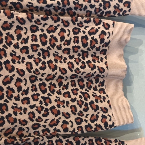 Express Animal Print Knitted Sweater Size Medium Leopard Crew Neck - Picture 4 of 8